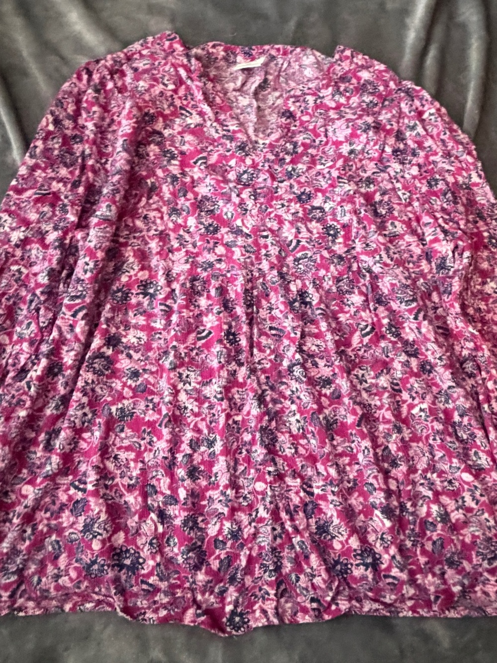 Croft & Barrow Women's Petite L Pink Floral 3/4 Sleeve Blouse